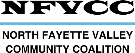 NFVCC logo with text: North Fayette Valley Community Coalition and a blue horizontal line.